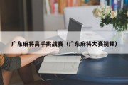 广东麻将高手挑战赛（广东麻将大赛视频）