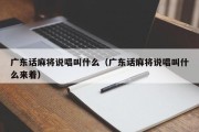 广东话麻将说唱叫什么（广东话麻将说唱叫什么来着）